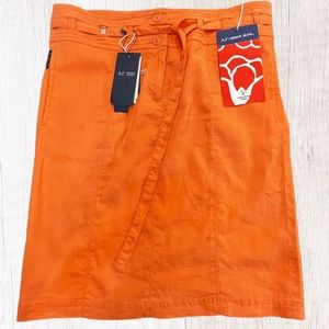 NWT Armani Jeans Linen Blend Tangerine Skirt - Size 12
